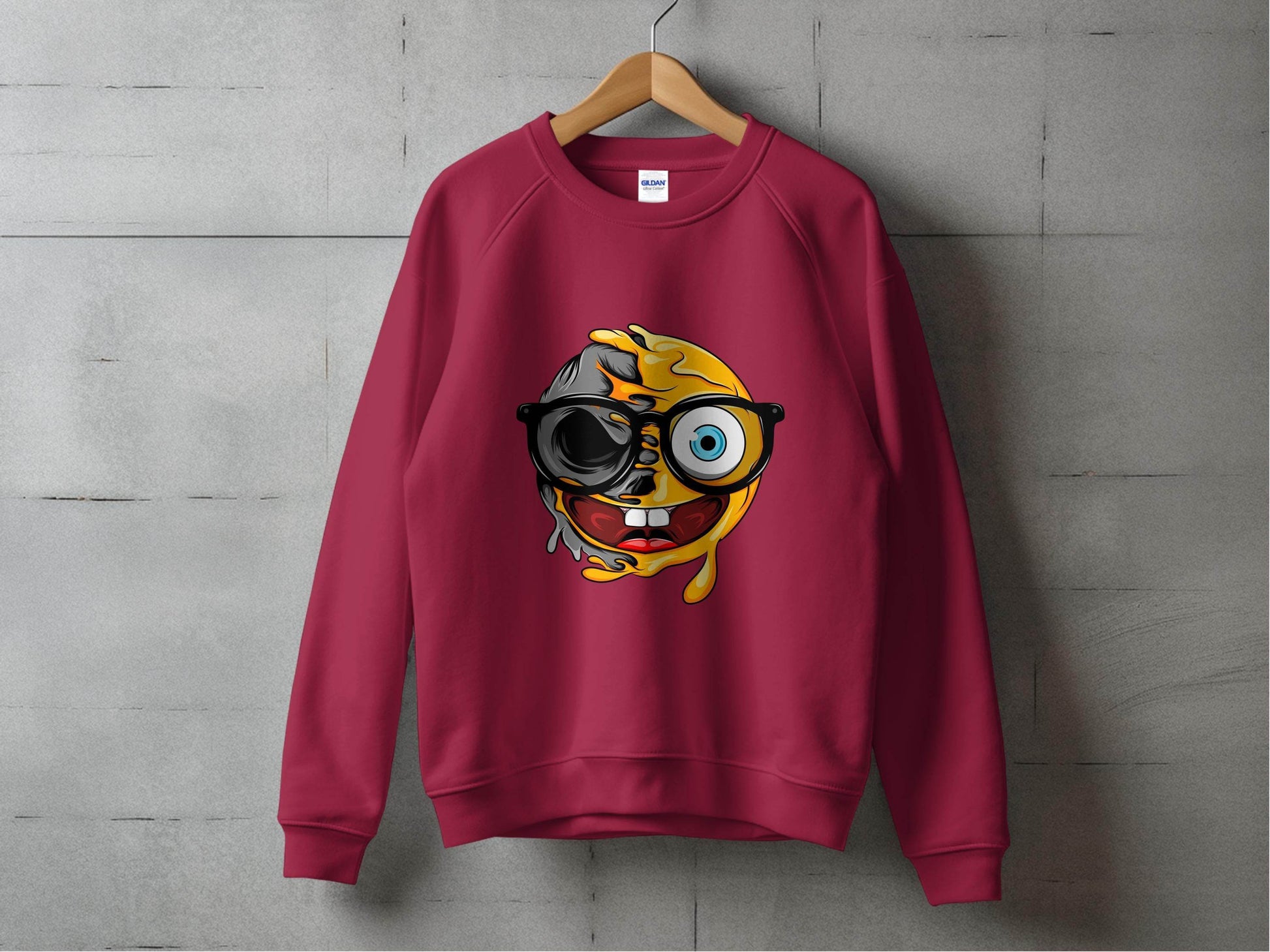 Quirky Smiley Face with Glasses Graphic Sweater - Design & Vybe
