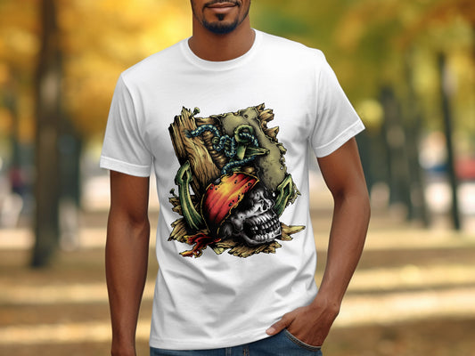 Skull and Pirate Themed Graphic Art Printed Shirt product