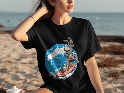 Surfing Donkey Graphic Tee Beach Fun T-shirt product
