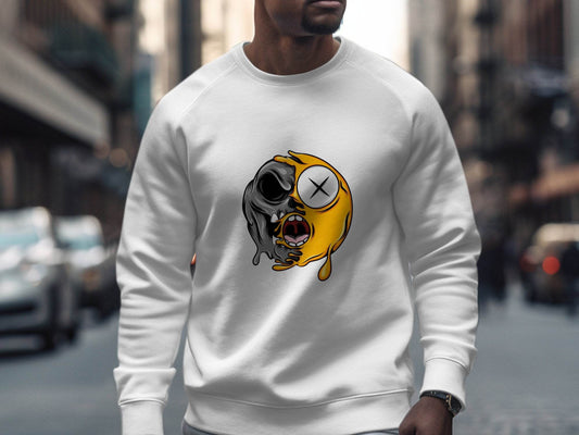 Melting Emoji into Skull Design Cool Graphic Sweater - Design & Vybe