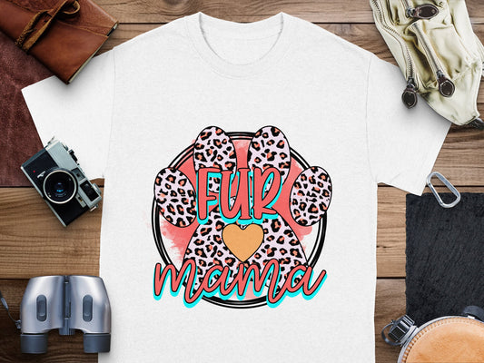 Fur Mama Leopard Print Paw Graphic T-shirt product