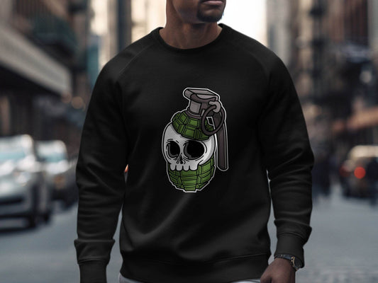 Skull Grenade Graphic Design Funny Unique Style Sweater - Design & Vybe