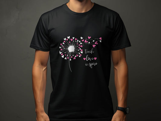 Teach Love Inspire Dandelion Heart Graphic Art T-Shirt - Design & Vybe