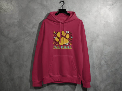 Fur Mama Paw Print Stars Flowers Checkered Pattern Hoodie - Design & Vybe