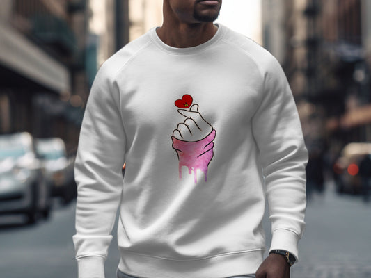 Heart and Hand Drip Art White Sweatshirt product