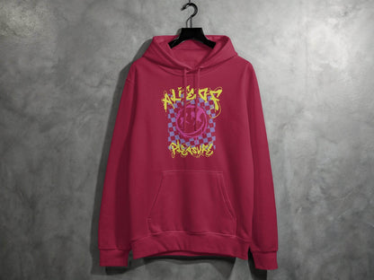 Grunge Smiley Checkered Dead Smile Graphic with Graffiti Hoodie - Design & Vybe