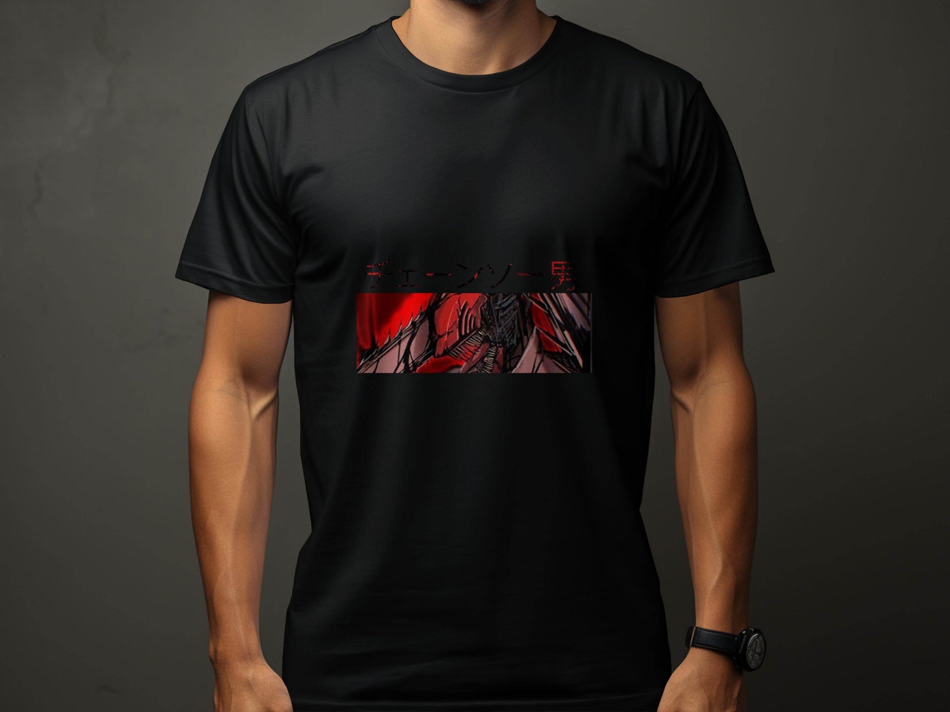Chainsaw Man Japanese Text Red and Black Design T-Shirt - Design & Vybe
