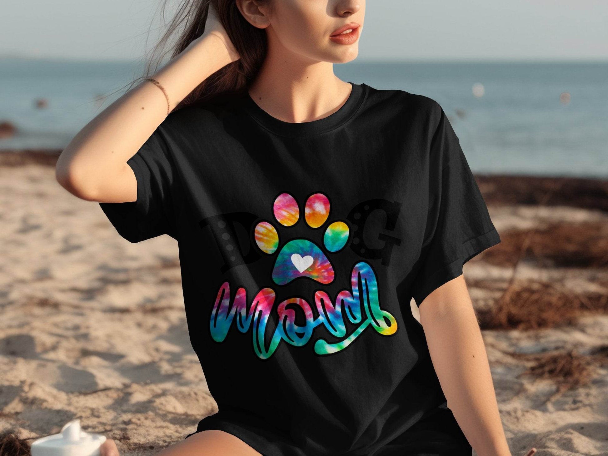 Dog Mom Paw Print Tie Dye Style Cute Graphic Design T-Shirt - Design & Vybe