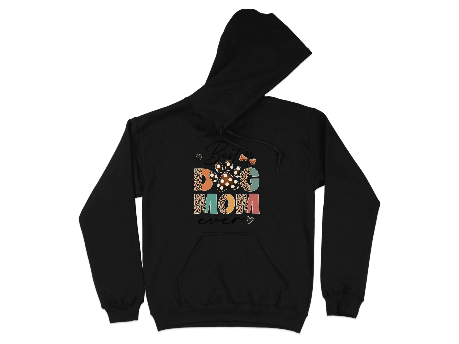 Best Dog Mom Ever Animal Print Heart Bone Graphic Hoodie - Design & Vybe