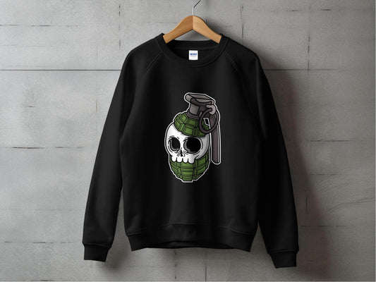 Skull Grenade Graphic Design Funny Unique Style Sweater - Design & Vybe