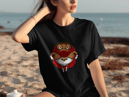 Eye-catching superhero cartoon graphic t-shirt product