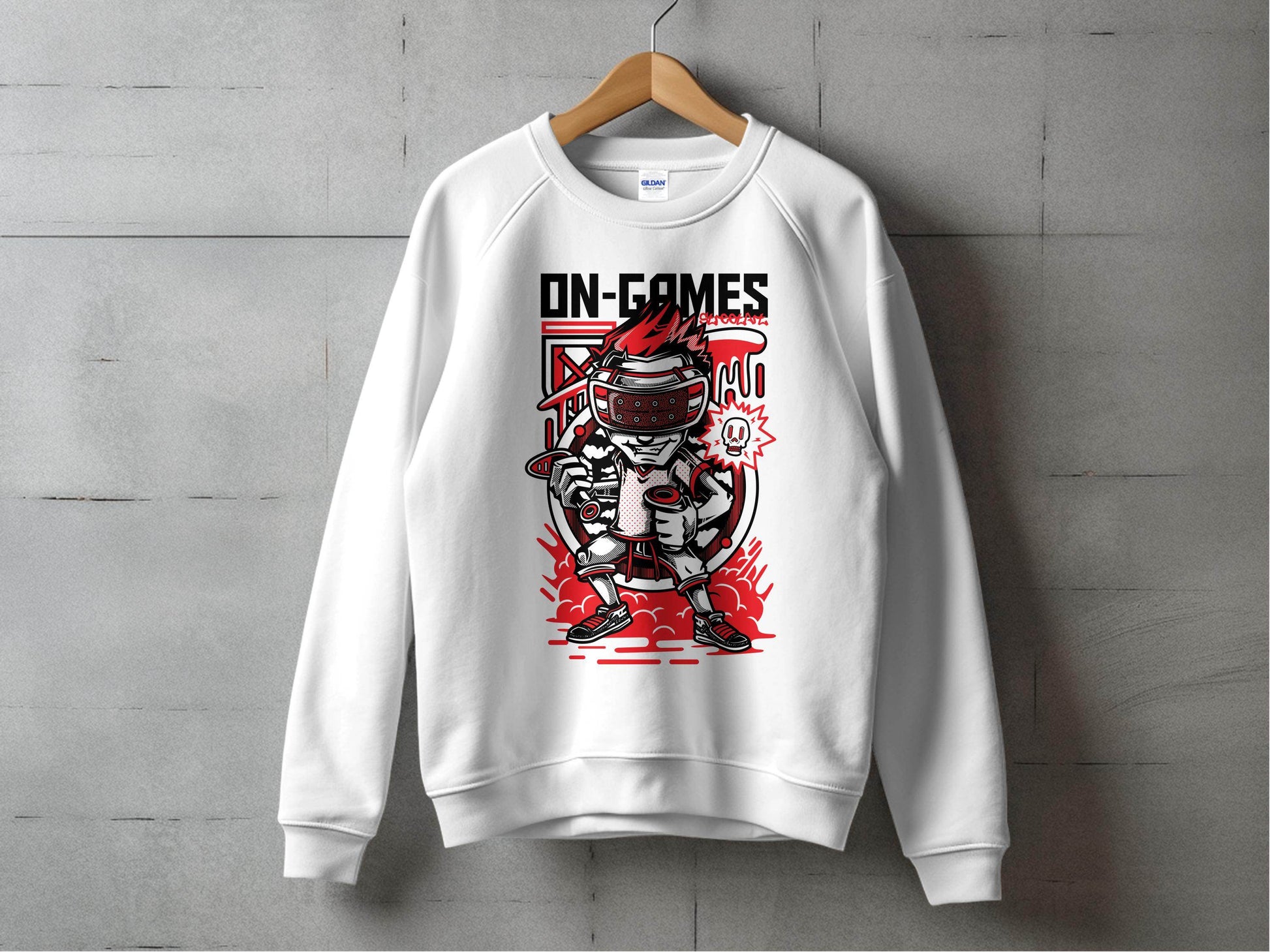 On Games Vr Gaming Schoolart Skull Graphic Design Sweater - Design & Vybe