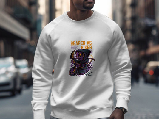 Reaper As Biker Death Riding Motorcycle Graphic Sweater - Design & Vybe