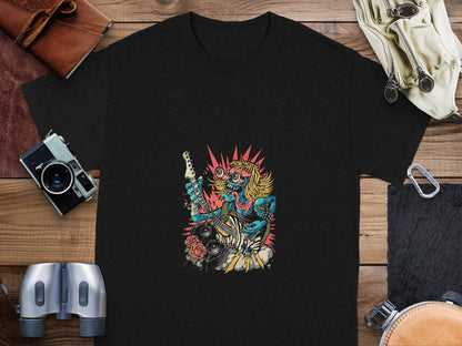 Rock and Roll Zombie Plays Guitar Artwork T-Shirt - Design & Vybe