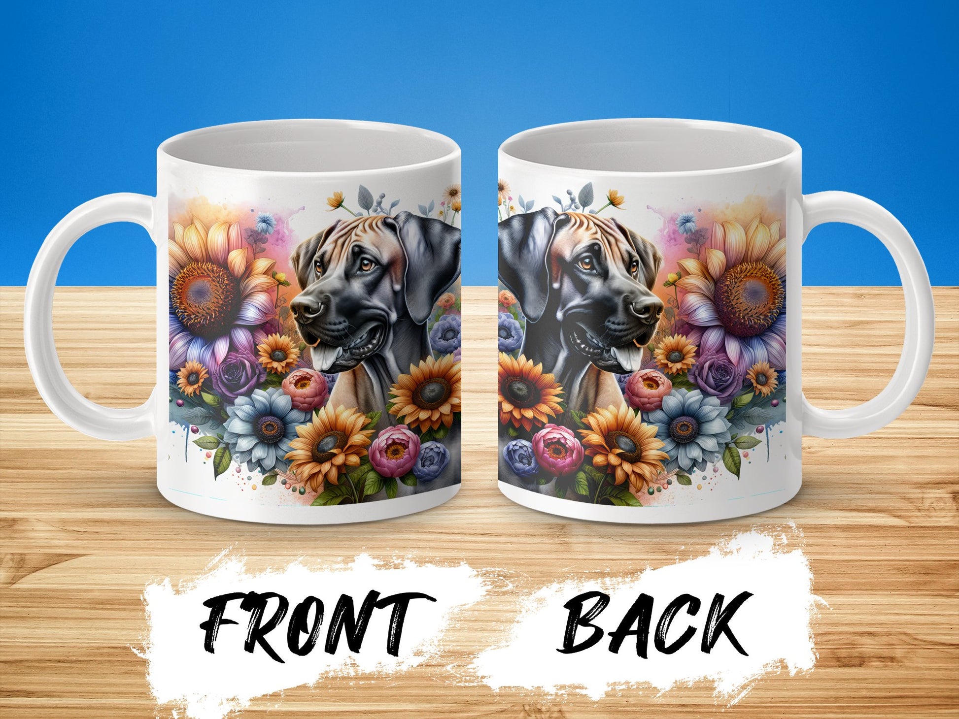Vibrant Floral Dog Illustration Coffee Mug product