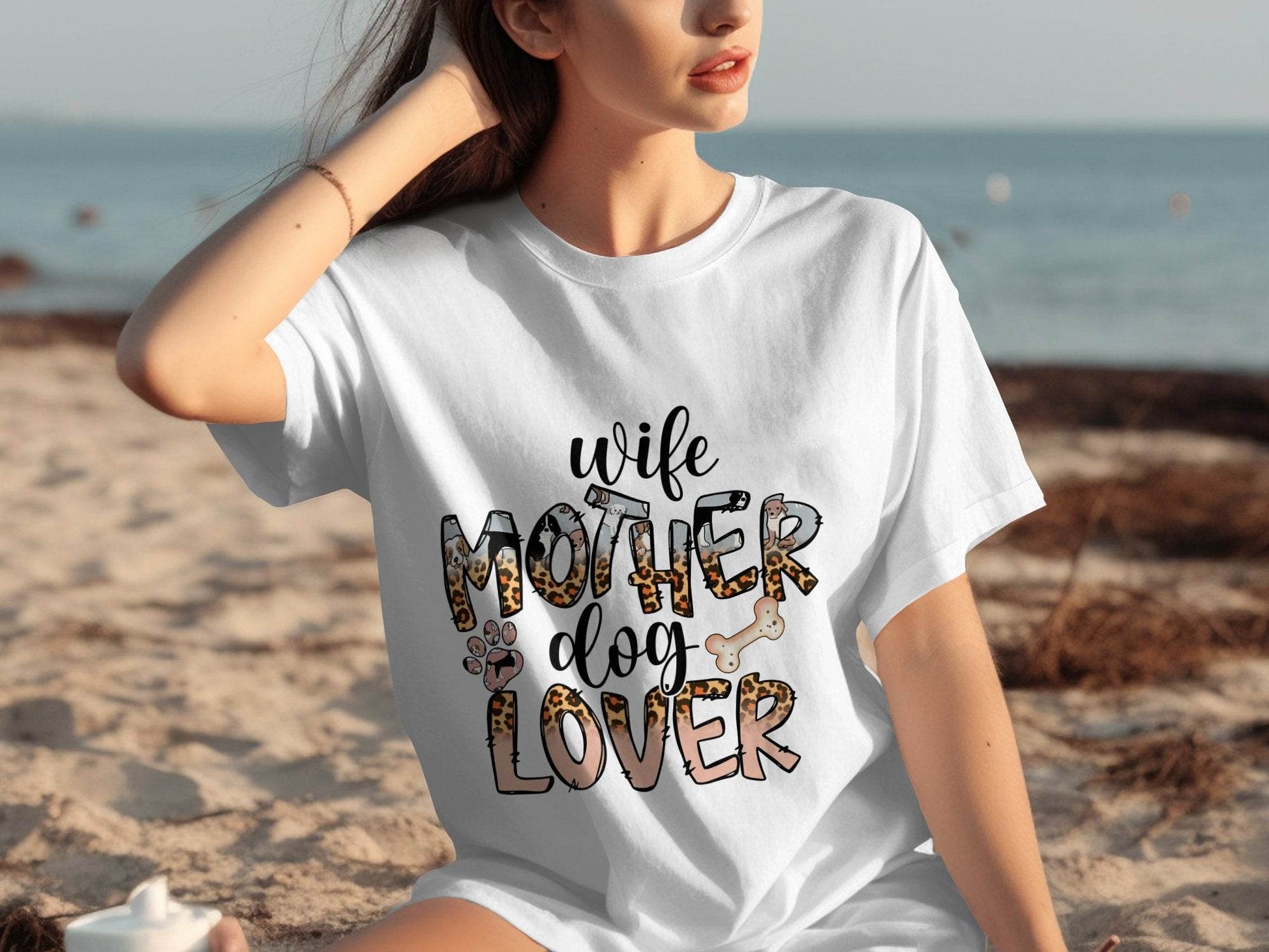 Wife Mother Dog Lover Animal Print Bone Graphic T-Shirt - Design & Vybe