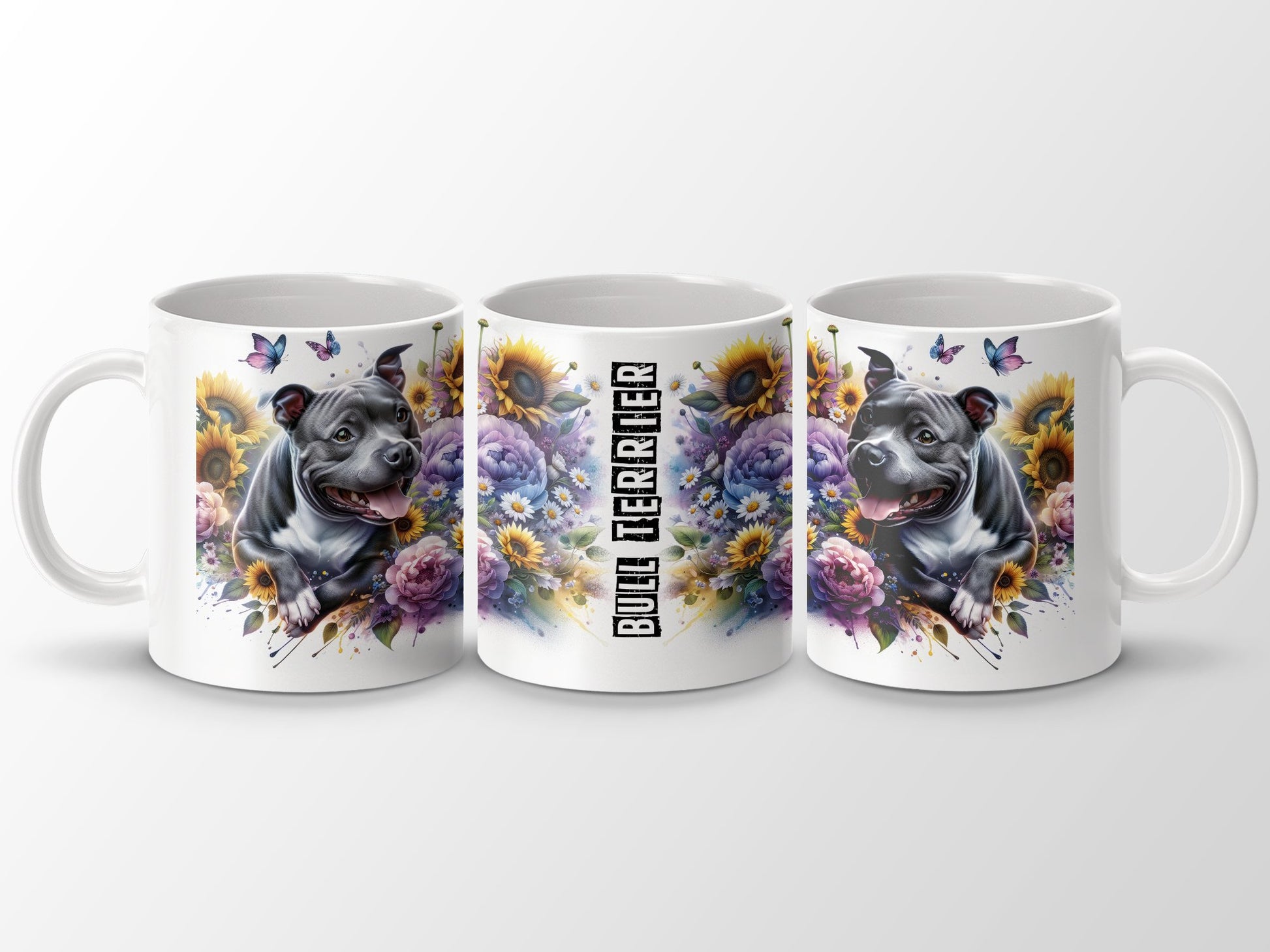 Bull Terrier Flowers and Butterflies Mug product