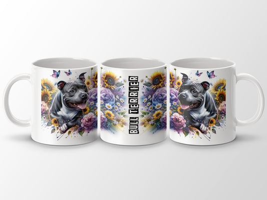 Bull Terrier Flowers and Butterflies Mug product
