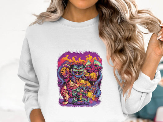 Epic Fantasy Illustration Featuring Fearsome Creatures Sweater - Design & Vybe