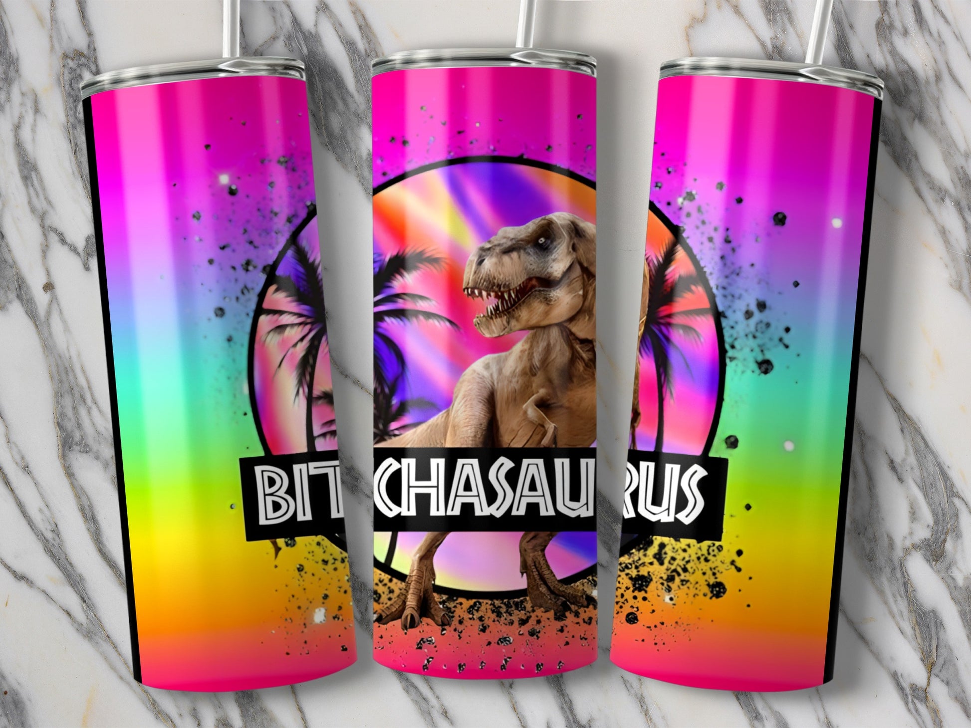 Bitchasaurus Rainbow Tumbler Explosive Design product type