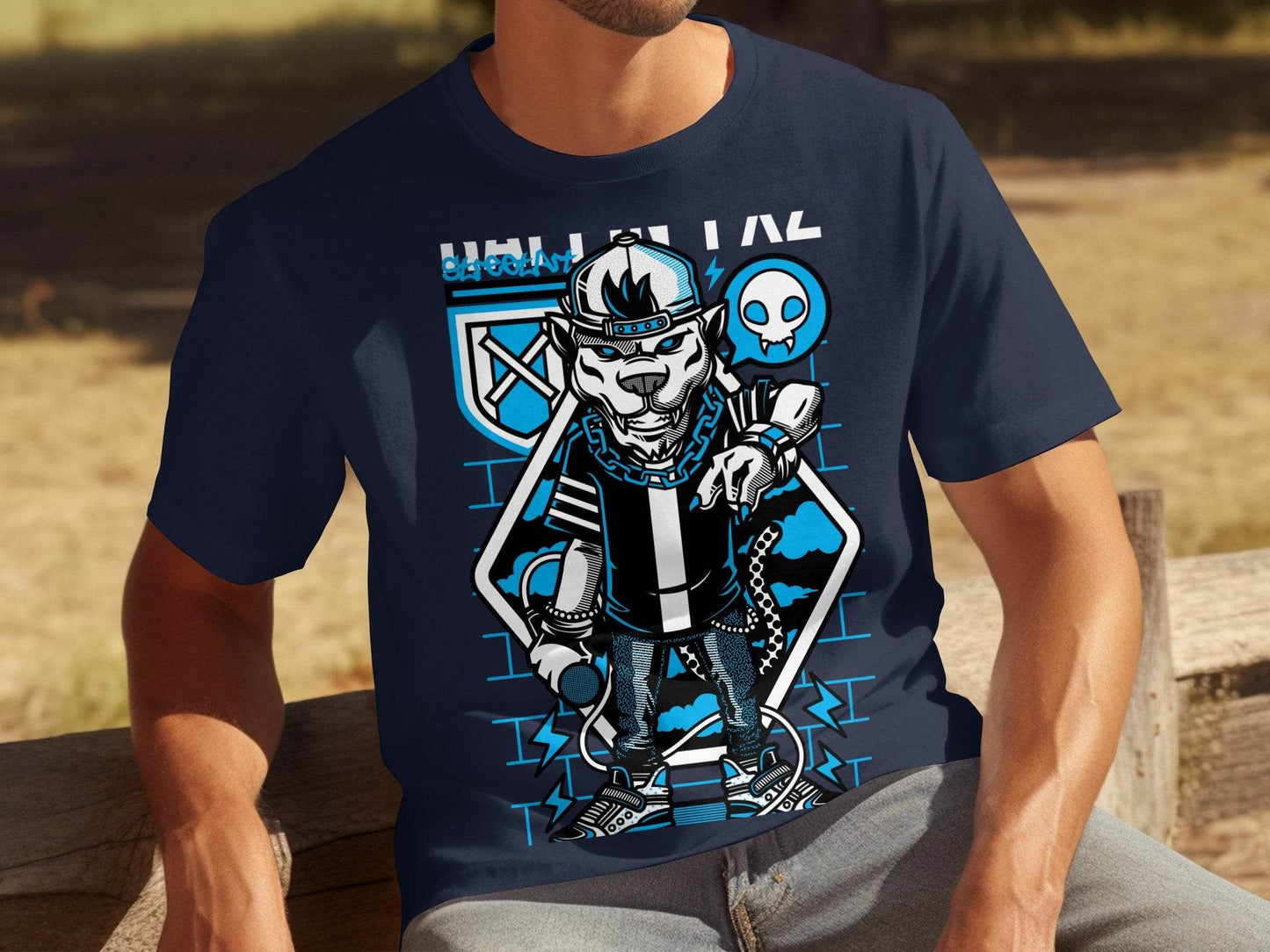Street Art Urban Panther DJ Design Illustration T-Shirt - Design & Vybe