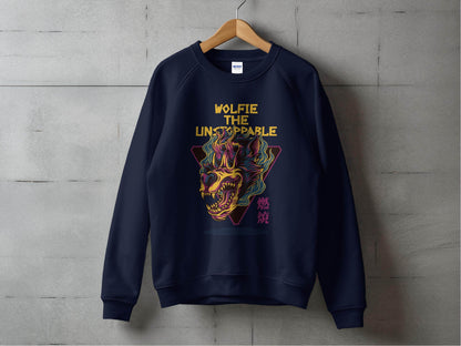 Wolfie The Unstoppable Graphic Design Cool Sweater - Design & Vybe