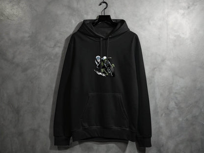 Vintage Motorcycle Rider Illustration Racing Style Hoodie - Design & Vybe