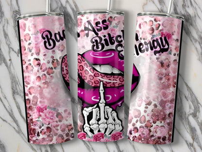 Badass Bitch Energy Pink Leopard Print Tumbler product
