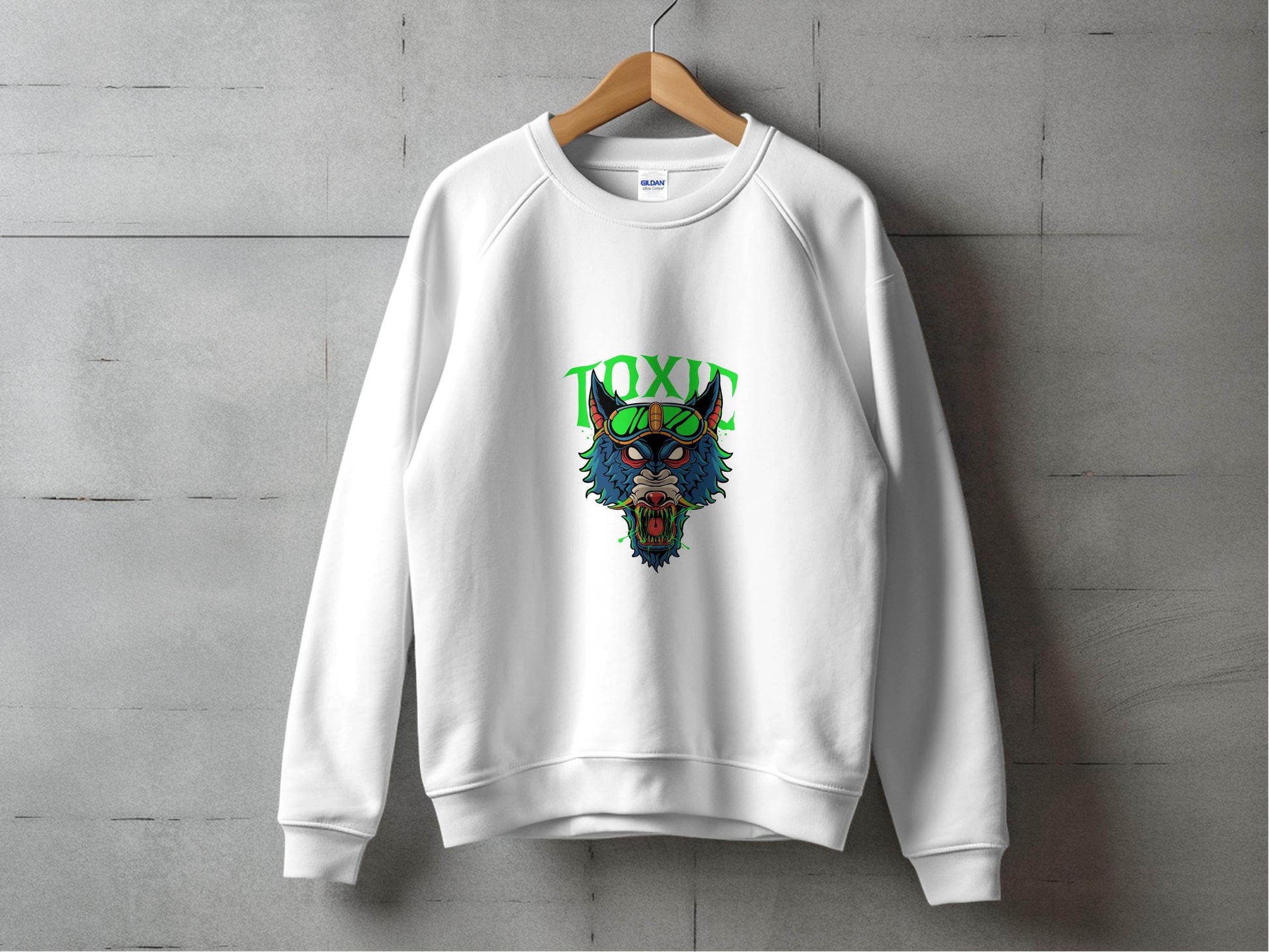 Toxic Wolf Artistic Graphic with Goggles Cool Sweater - Design & Vybe