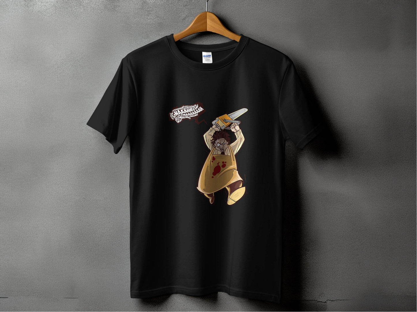 Horror Movie Villain with Chainsaw Illustration T-Shirt - Design & Vybe