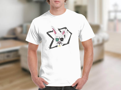 Stylish Graphic White Shirt with Cool Bunny Design product type