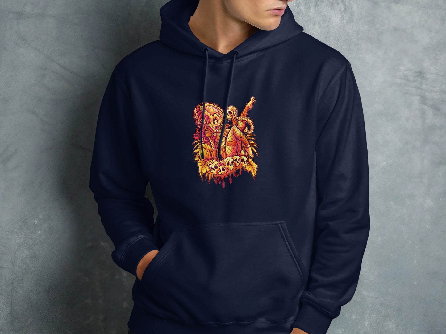 Predator Resting Atop Skulls Graphic Hoodie - Design & Vybe
