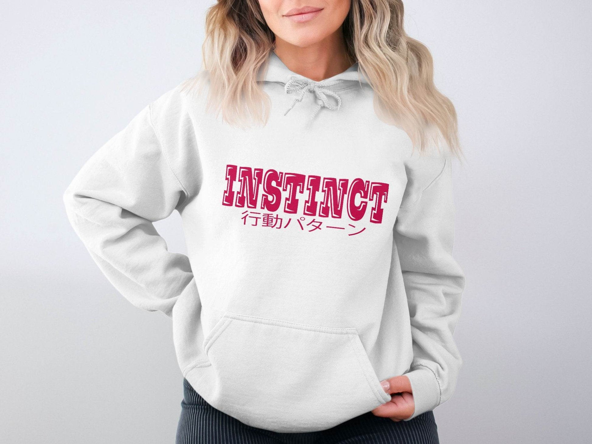 Instinct Japanese Version Text Graphic Design Hoodie - Design & Vybe