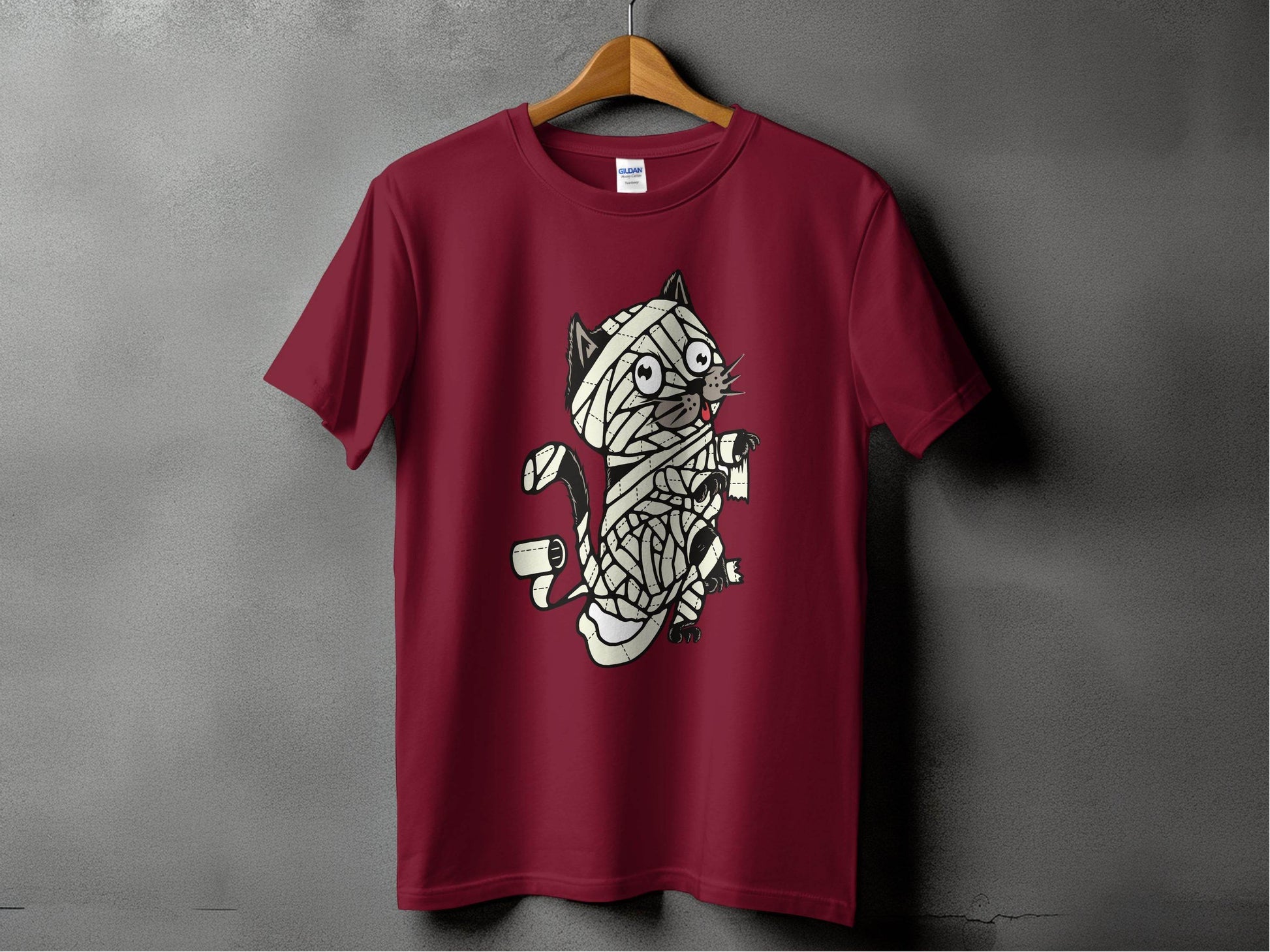 Halloween Mummy Cat Wrapped Up In Bandages Funny T-Shirt - Design & Vybe
