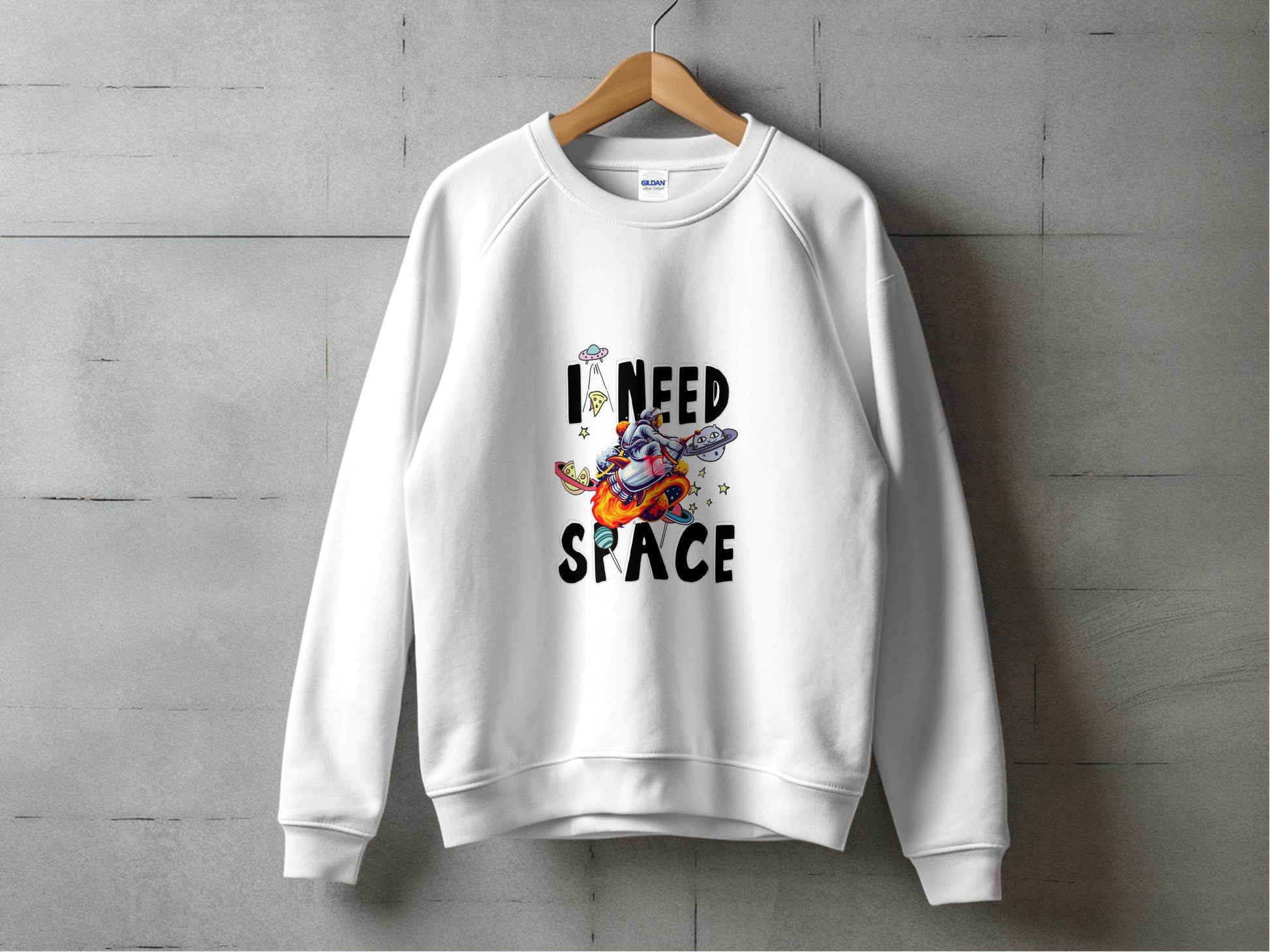 I Need Space Astronaut Riding Rocket Graphic Novelty Sweater - Design & Vybe
