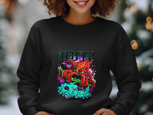 DBTK Octopus Rising with Splashes Graphic Print Sweater - Design & Vybe