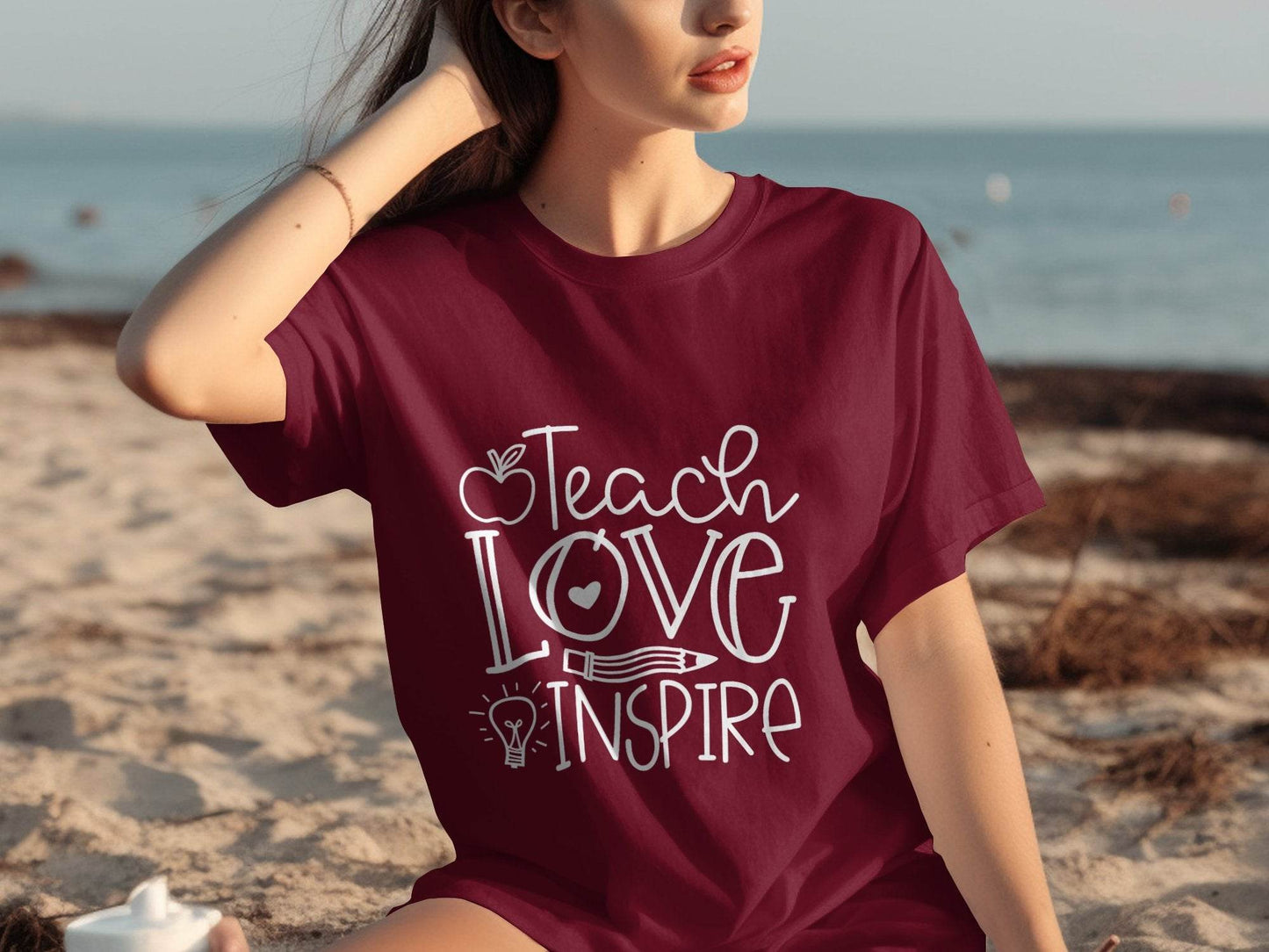 Teach Love Inspire Inspirational Teachers Graphics T-Shirt - Design & Vybe