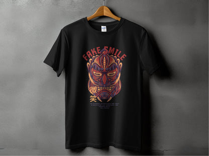 Fake Smile Japanese Mask Design Graphic T-Shirt - Design & Vybe