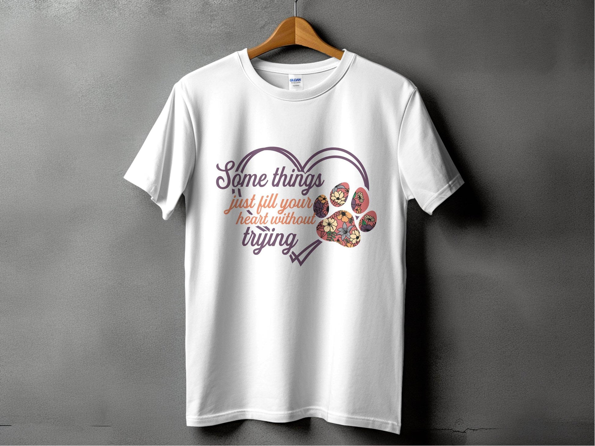 Some Things Fill Heart Without Trying Floral Paw Print T-Shirt - Design & Vybe