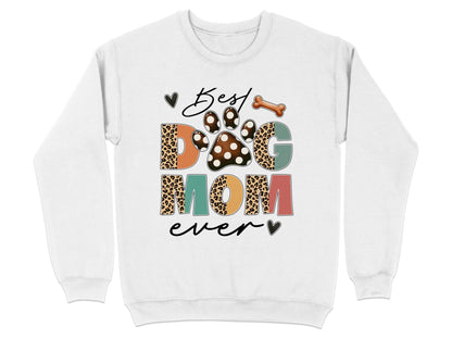 Best Dog Mom Ever Animal Print Heart Bone Graphic Sweater - Design & Vybe