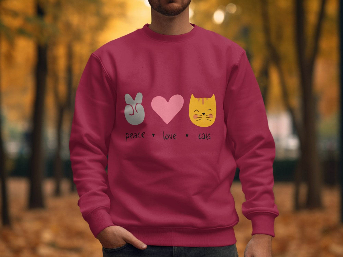 Peace Love Cats Graphic Design Sweater - Design & Vybe