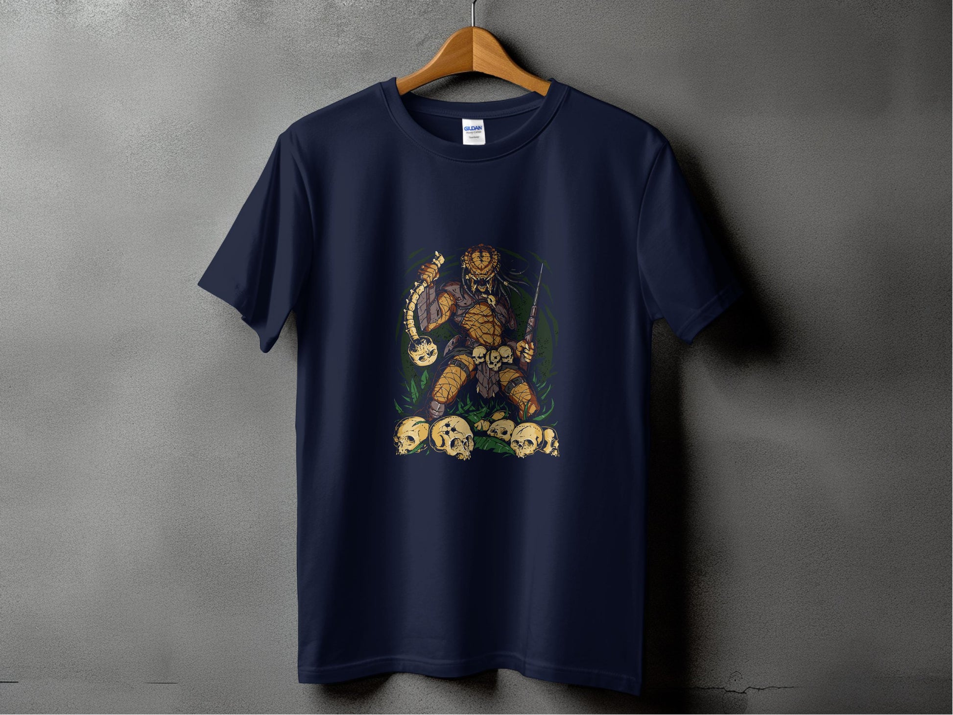 Fierce Warrior Amidst Skulls Graphic T-Shirt product type
