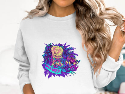 Predator Head With Leaves Awesome Graphic Design Sweater - Design & Vybe