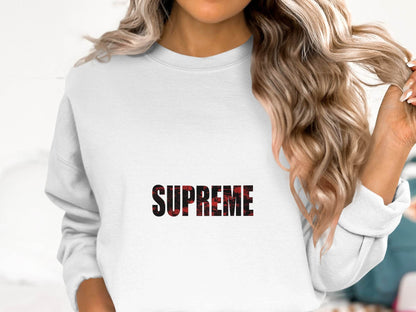 Supreme Text Illustration Graphic Novelty Art Sweater - Design & Vybe