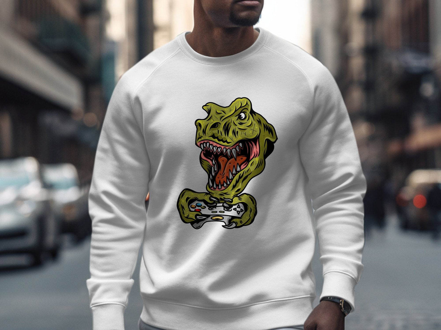 Dinosaur Gaming Graphic Design Sweater - Design & Vybe