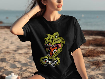 Dinosaur Gaming Graphic Design T-Shirt - Design & Vybe
