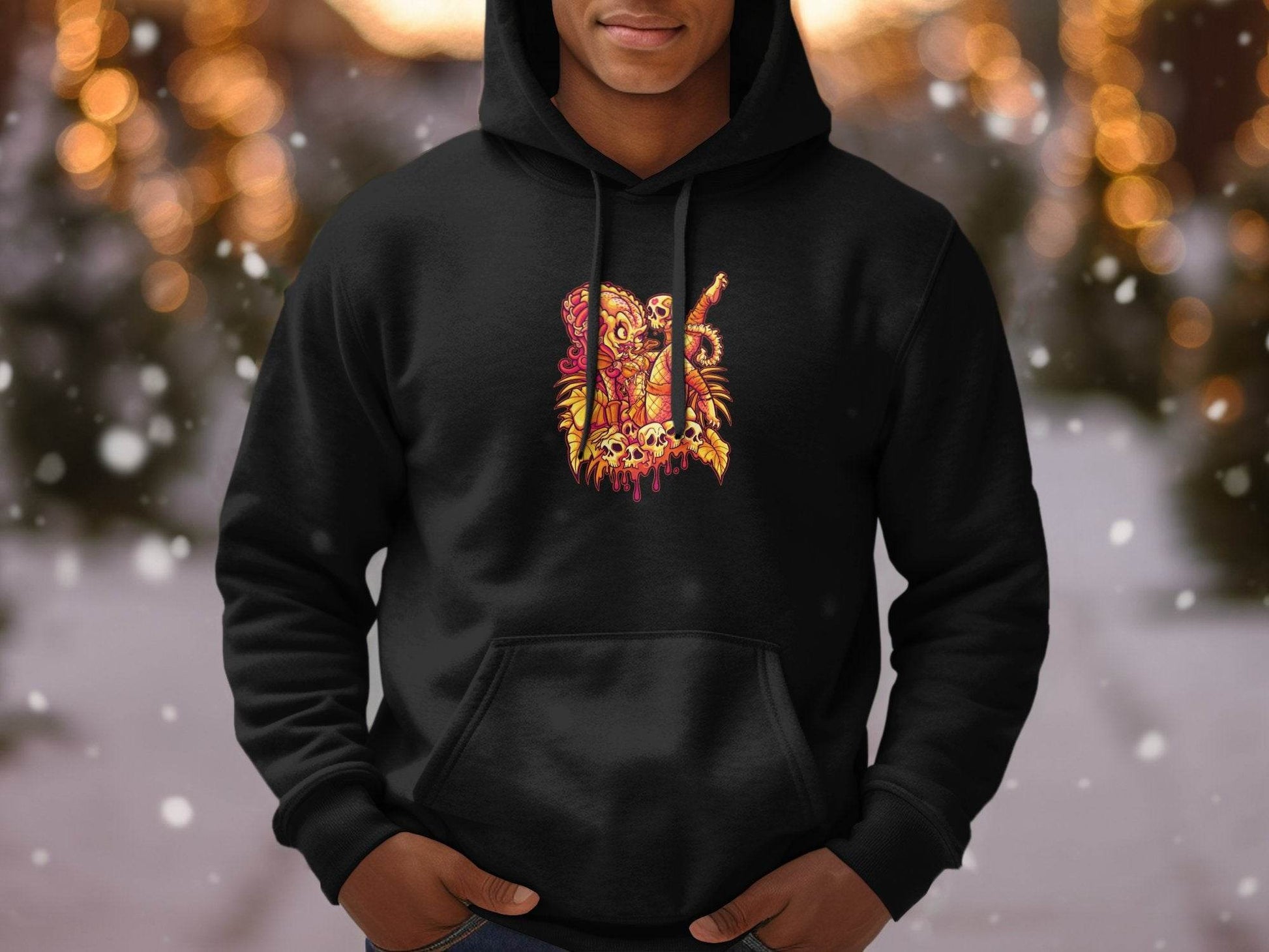 Predator Resting Atop Skulls Graphic Hoodie - Design & Vybe