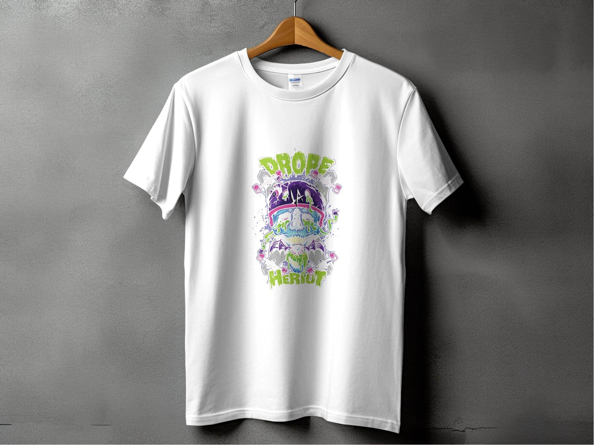 Drop Herout with Helmet and Skull Graphic Print T-Shirt - Design & Vybe