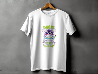 Drop Herout with Helmet and Skull Graphic Print T-Shirt - Design & Vybe