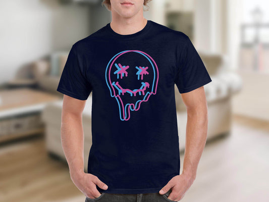 Unique Funny Dripping Smiley Graffiti Dead Face Graphic T-shirt - Design & Vybe